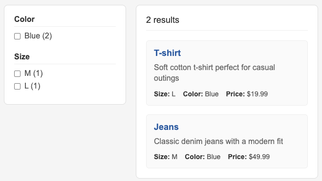 Faceted search results maintaining filters